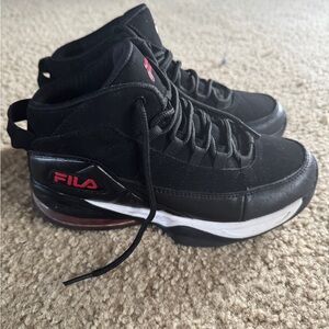 Fila Black and Red High-Top Sneakers